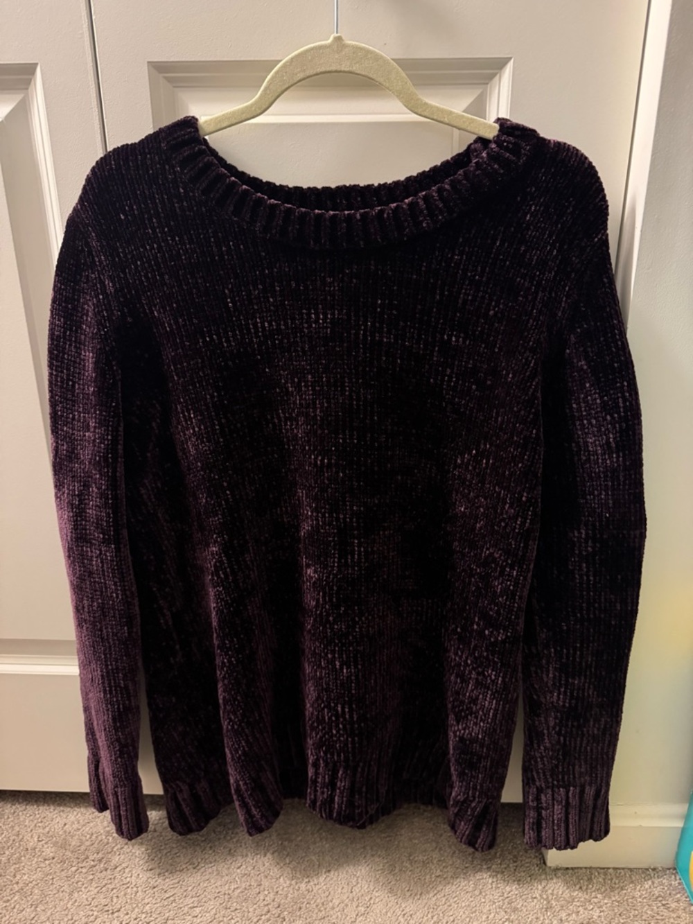 Orvis Chenille Crewneck Sweater in Deep Purple
